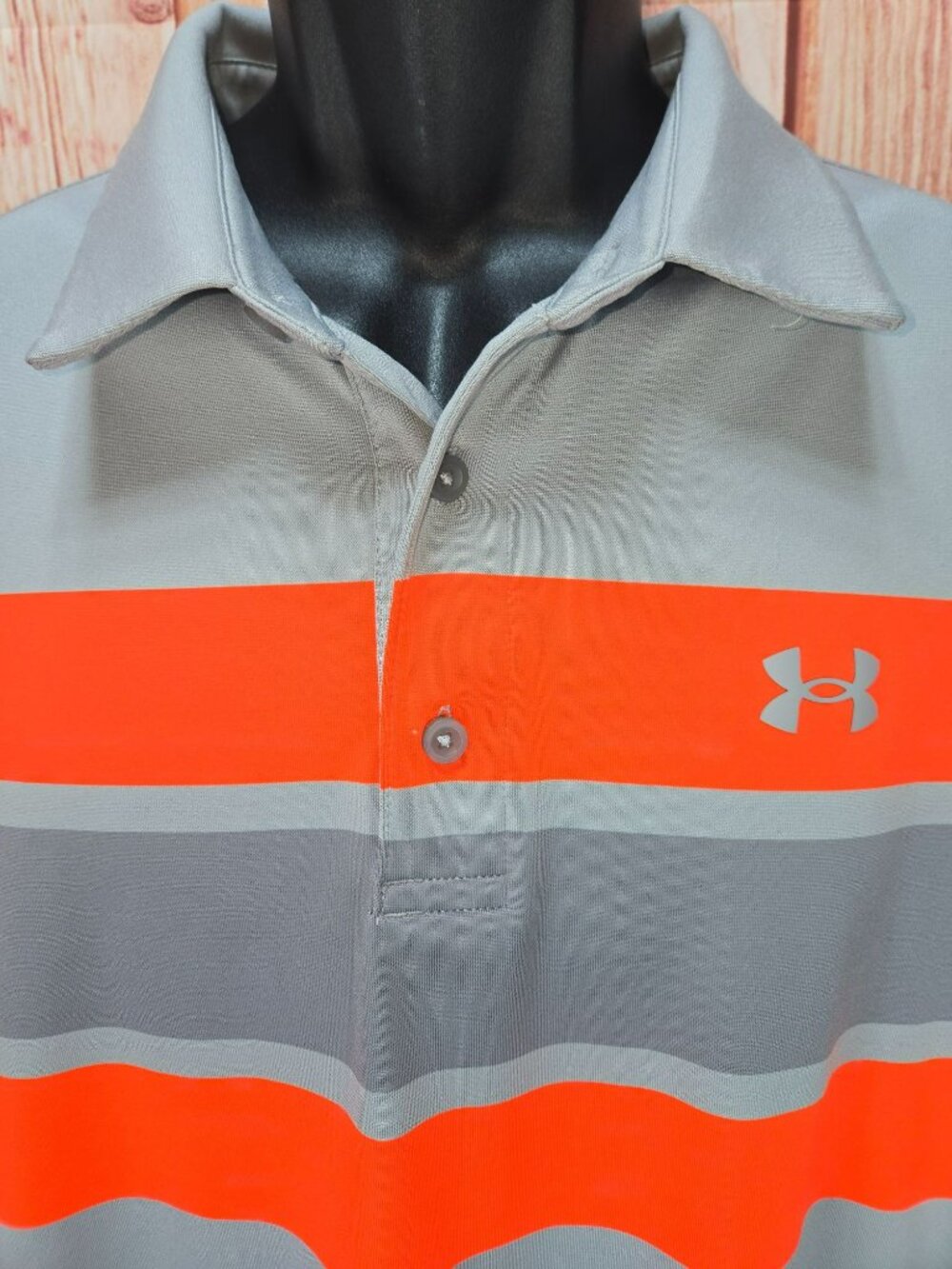 Under Armour Mens Playoff Grey Striped Polo XL Loose Fit